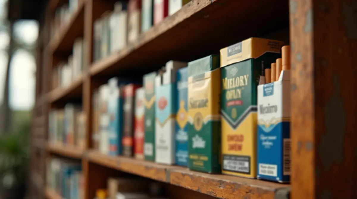 Canadian cigarette brands displayed on a table